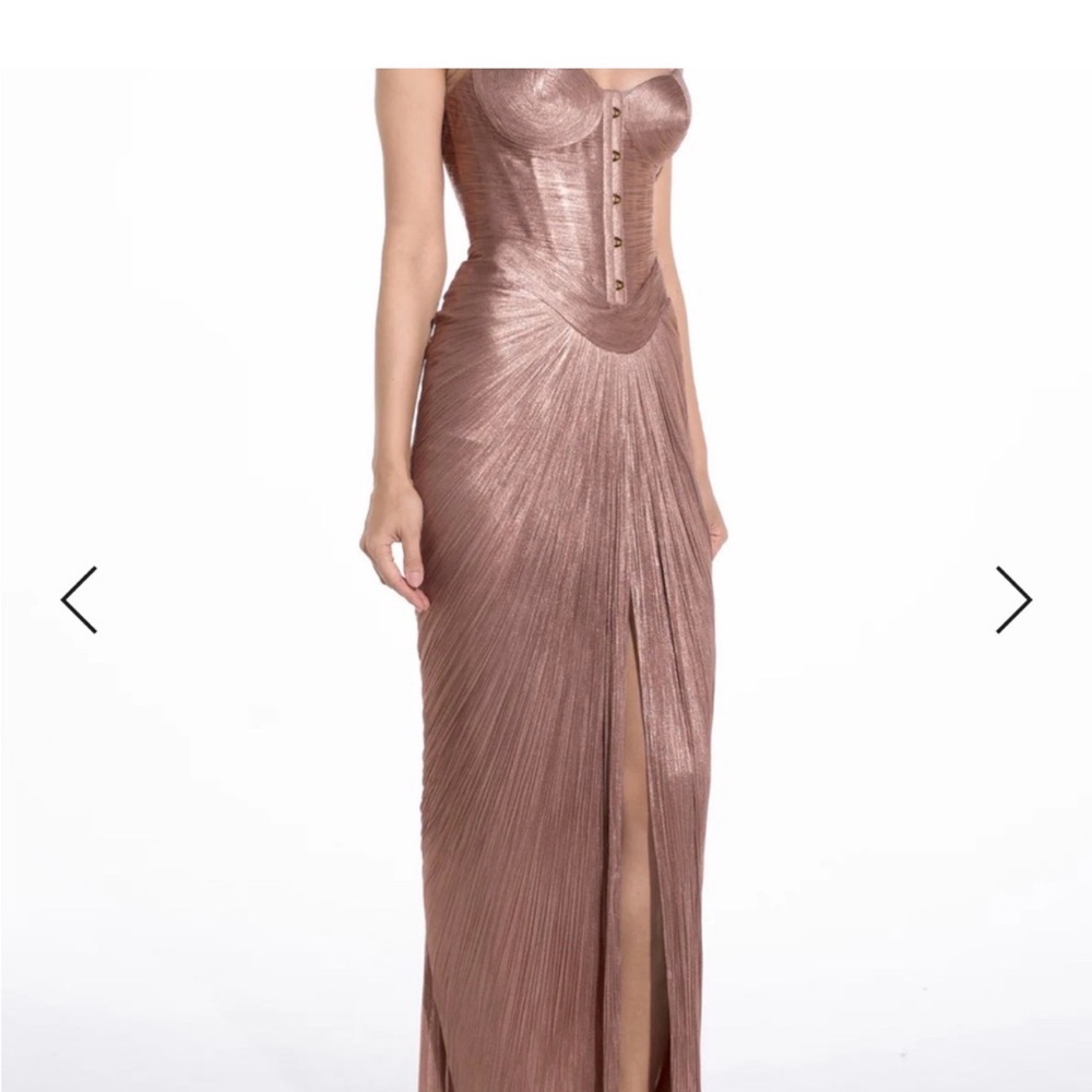 Elegant Strapless Bronze Dress